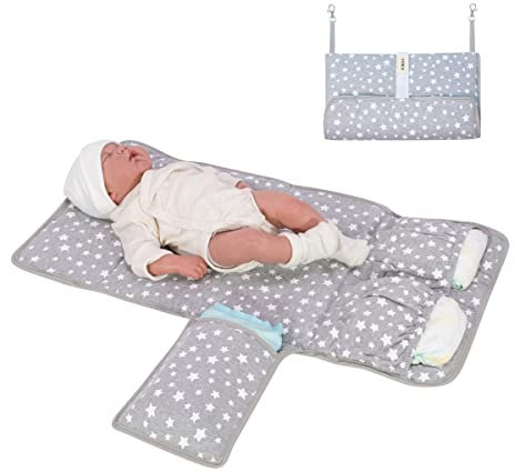 JYOKO KIDS Wasserdichte Wickelauflage, gepolsterte, faltbare Wickelauflage (White Star)