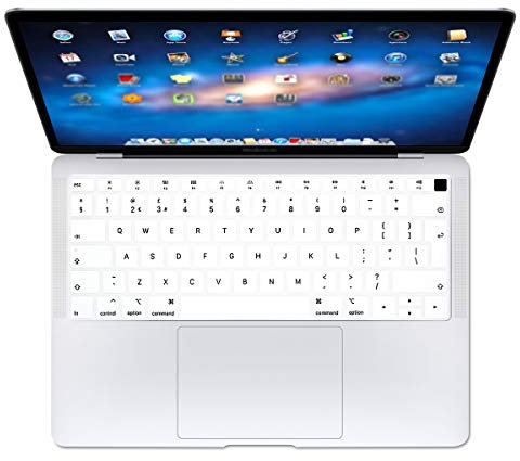 Se7enline Compatible with 2018/2019 New Macbook Air 13 inch Keyboard Cover Soft Silicone Protector for MacBook Air 13-Inch Model A1932 with Retina Display UK Layout Soft-Touch Keyboard Skin, White