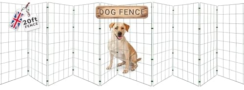 Conka Pets – Outdoor Dog Fence – Wire Garden Barrier for Medium and Large Dogs – 1 Metre High – 10cmx12cm Mesh Stops Dogs from Jumping - Portable, Lightweight and Foldable - Covers 20ft/6.1 Metre Gap