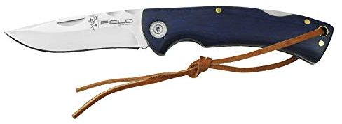 IFIELD Klappmesser Camper EL29039 Holzmesser, Blauer Ausdauergriff, mit Schnur, 8,5 cm Klinge aus Edelstahl, Campinggerät zum Angeln, Jagen, Sportaktivitäten