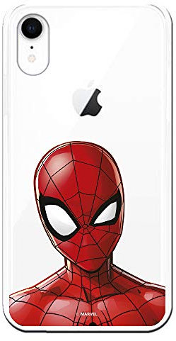 Funda para iPhone XR Oficial de Marvel Spiderman Silueta Transparente para Proteger tu móvil. Carcasa para Apple de Silicona Flexible con Licencia Oficial de Marvel.