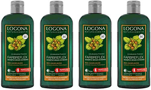 Logona Farbreflex Shampoo Braun-Schwarz Bio-Haselnuss, 4 x 250ml