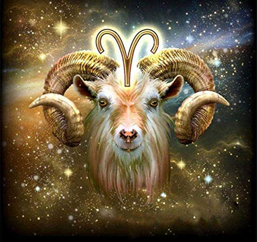 ABEUTY 5D Diamond Painting DIY Full Drill Strasssteine, Sternzeichen Widder, Malen mit Diamanten, Kristall-Diamant-Kunst-Kits (Widder)