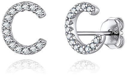 ChicSilver Damen Buchstabe C Ohrstecker Mädchen Frauen Alphabet Ohrringe für Valentinstag Weihnachten