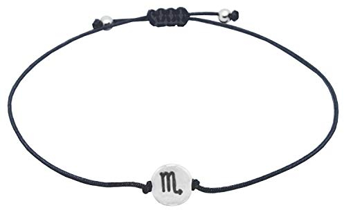 Selfmade Jewelry Armband Damen Silber Sternzeichen Größenverstellbares Makramee Armkettchen Handmade Inkl. Geschenk-Verpackung (Skorpion)