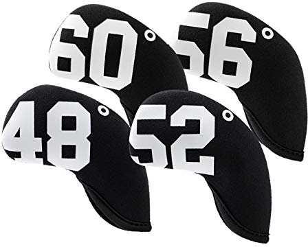 Perfeclan 4pcs Golf Iron Soft Neoprene Material 48°, 52°, 56°, 60°, Wedges Headcover Sleeve Case Golfer Accessories