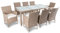 di volio Polyrattan Sitzgruppe Verona - Lounge Gartenmöbel-Set für Garten oder Terrasse, Tisch mit Glasplatte + 8 Stühle - Lounge-Set in Rattan-Optik beige