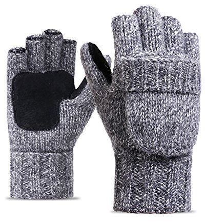 Winter Fingerlose Handschuhe Strickhandschuhe Herren Sport Knit Warm Wolle Herren Fingerlose Strickhandschuhe Convertible Mitten mit Klappe Abdeckung