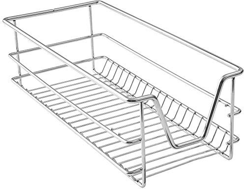 YUENFONG 2 Stücke Teleskopschublade Küchen Regal Küchenschublade, Ausziehbare Schrankauszug Ablage Belastbar Korbauszug Schlafzimmerschublade für 40cm Schränke(Tatsächliche Breite 37cm)