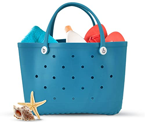 Wasserdichte Gummi-Strand-Einkaufstasche,Damen Outdoor-Gummi-Einkaufstasche Wasserdichte waschbare Sporthandtasche für den Strandboot-Pool(Grün), Strandtasche aus Gummi mit Löchern Gummitasche G