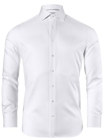 Vincenzo Boretti Chemise, Regular-fit/Taille Normale, sergé, Poignet Mousquetaire - Super Infroissable Blanc 39-40
