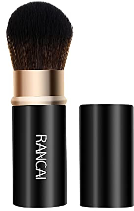 Pinceau Kabuki Rétractable,Pinceau Blush Rétractable,Pinceau de Maquillage Rétractable,Pour le visage Fond de teint en poudre minérale Pinceau à fard à joues Outil cosmétique Noir