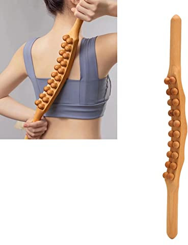 Holz Scraping Stick, 20 Perlen Holzschabe Massagestab Muskel Entspannung Massage Tool körperformendes Akupunktur Massagegerät Körper Gua Sha Stick für Rücken Bauch Schulter