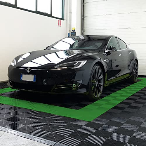 SOGI PAV-03-VE Kit piastrelle in PP per pavimento officina, garage - 40x40 cm - 1 mq - 10 mq - 50 mq - 100 mq - colore verde (1 mq = 6 piastrelle)