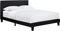 Modernique Black Faux Leather Low End Bed Frame in 3ft Single, High Headboard with Sprung Wooden Slatted Bed Base