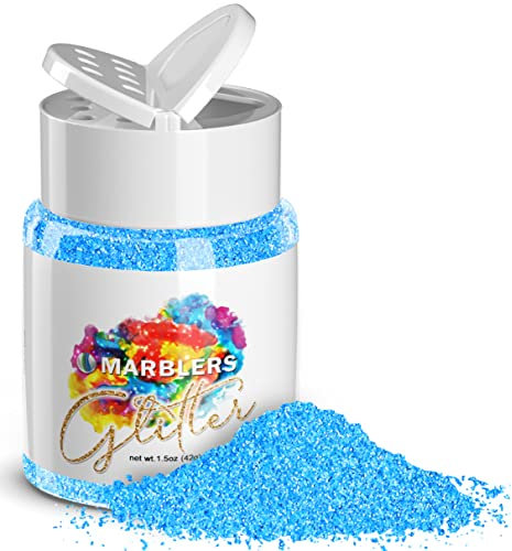 MARBLERS Neon Glitter [Fluorescent Blue] 1.5oz (42g) | Fine | Non-Toxic, Vegan, Cruelty-Free | Face, Body, Eyeshadow, Hair, Festival, Party Makeup | Nail Art, Polish | Resin, Tumbler, Slime, Craft
