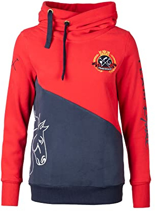 Rydale Ladies Diagonal Style Hoodie Women's 100% Cotton Hoody Overhead Cross Neck Embroidered Hooded Jumper 3 Colours