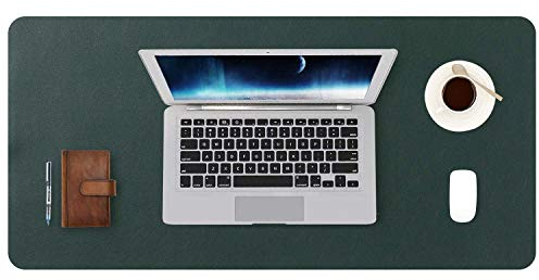 DOBAOJIA Schreibtischunterlage Grün, Schreibtischmatte, Desk Pad, Schreibtischschutz, Schreibblock, für Laptop/Tastatur/Maus, PU Leder Wasserdicht + Wildleder rutschfest 70 x 35cm(Dunkelgrün)