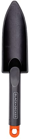 BLACK+DECKER Mini Pelle avec Indication de Mesure - Pelle de Jardin 30,5 cm - Outils Jardinage - Truelle Polypropylène - Noir/Orange