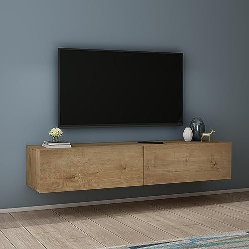 Mai & Mai Fernsehtisch Fernsehschrank TV Schrank Verdeckter Griff mit Soft-Close Lowboard Hängeschrank für Wohnzimmer in Kerneiche BTH: 160x40,2x30 cm Fernsehschrank02