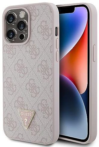 Guess GUHCP15XP4TDPP Hülle für iPhone 15 Pro Max 6.7 Rosa hardcase Leather 4G Diamond Triangle