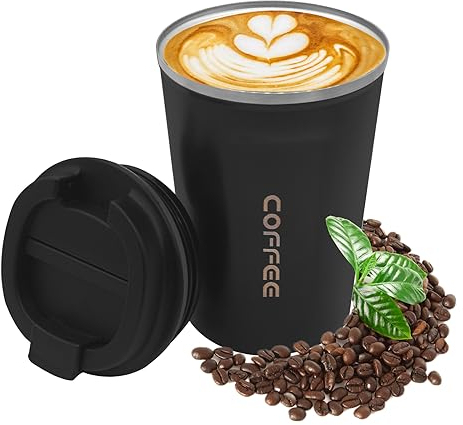 KUIRUNRX® Taza de café de 380 ml, Kaffeebecher to go,Edelstahl doppelwandig Vakuum isoliert auslaufsicher mit Deckel, Reisebecher Travel Mug,BPA-Frei