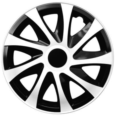 Luckyberg Radkappen 15 Zoll Draco | Zierkappen in vielen Farben, Radzierblenden 4er-Set für die meisten Automarken und Stahlfelgen. Felgenabdeckung für Autofelgen. (15 - Silver/SCHWARZ)