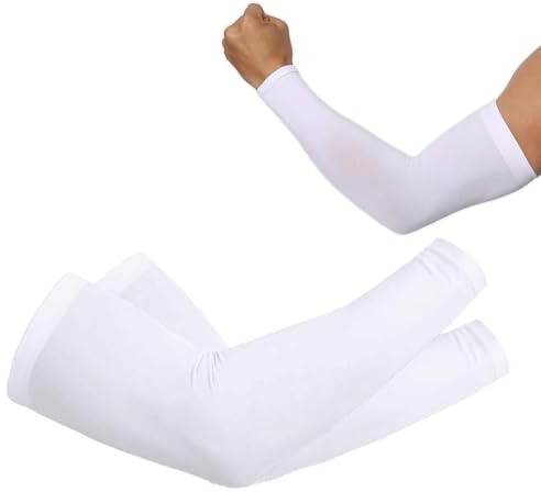 Mangas del Brazo Mangas Enfriamiento de Protección UV Largo Mangas de Sol para Deportes Ciclismo Baloncesto Corriendo Golf para Mujer Hombre (Blanco)