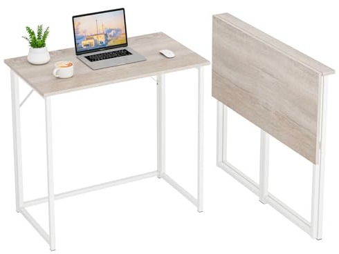 Dripex Scrivania Pieghevole, Scrivania per Casa e Ufficio, Tavolo da Studio Porta PC Stabile e Salvaspazio, 80 x 46 x 74 cm(Rovere)