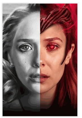 Yeepi Leinwandposter Scarlet Witch Wanda Maximoff Elizabeth Olsen Filmheld 13, Wandkunst, Dekordruck, Bild Gemälde für Wohnzimmer, Schlafzimmer, Dekoration, ungerahmt, 30 x 45 cm