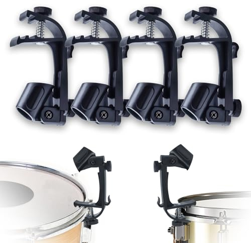 4 clip per microfono a tamburo regolabile, antiurto, supporto per microfono universale, per microfono da 18 – 28 mm, clip per microfono antiurto