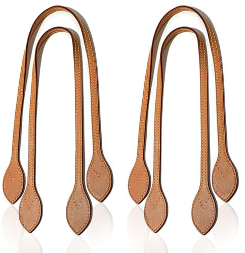 PLABBDPL Taschengriff PU-Leder, 4 Stücke Leder Taschengriff Taschenriemen, Handtasche Riemen Ersatzriemen für DIY Hand Zubehör Gelten Schultergurt Taschen Purse Strap Kreuzkörpergurt, braun