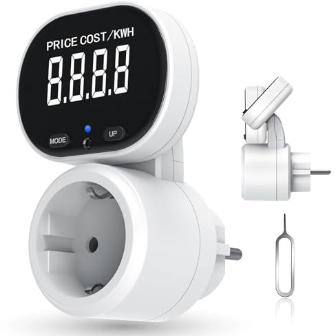 RANJIMA Stromzähler für Steckdose, Stromverbrauchsmesser Energiekostenmessgerät, Strommessgerät Steckdose, Strom-Monitor, Abrechnungssteckdose Digitale Energiekostenmesser, Überlastungswarnung 3680W