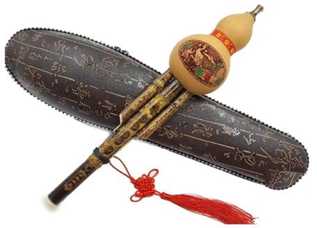 Trärörsinstrument, nationella musikinstrument Kinesisk handgjord Hulusi bambu kalebass Cucurbit Flöjt Etniskt musikinstrument for nybörjare musikälskare med packbox(B Flat)