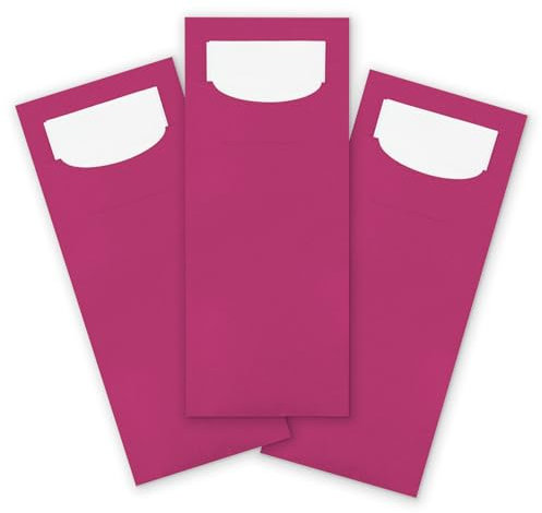 itenga 100x Bestecktasche aus Papier mit weißer Serviette Gastronomie Veranstaltung Feier… (pink)