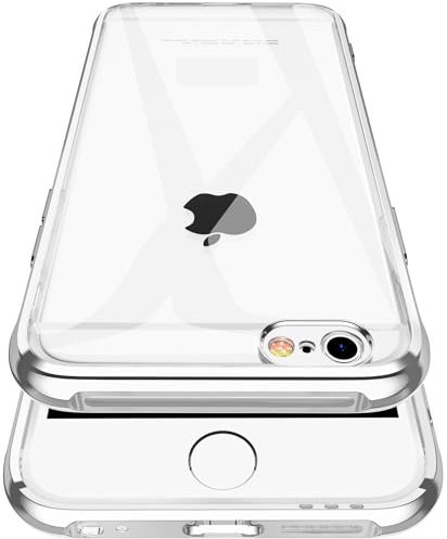 Garegce Cover per iPhone 6/6S Trasparente, Custodia per iPhone 6/6S Antiurto con Bordi Rinforzati, iPhone 6 Cover Silicone Morbido Antigiallo - 4,7 Pollici-Argento Placcato