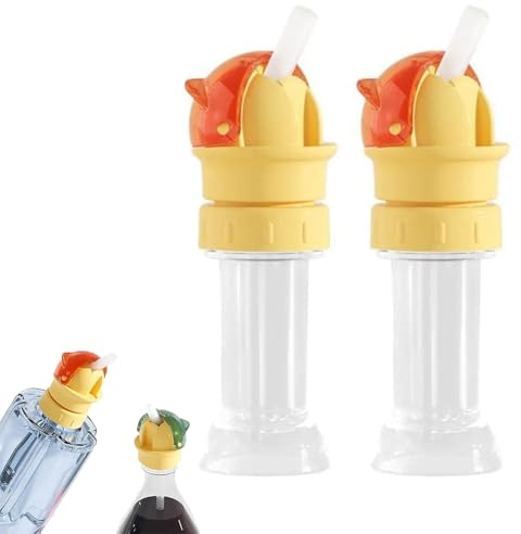 Reusable Children Beverage Water Bottle Straw Lid, No Spill Water Bottle Straw Cap Portable Bottle Twist Cover Cap with Straw for Most Mineral Water Bottles Cap Spout Adapter (2pcs Red)