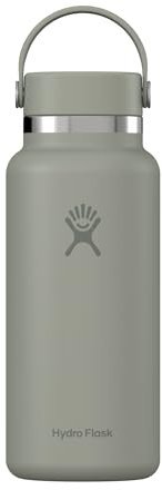 HYDRO FLASK - Wide Mouth Trinkflasche 946ml (32 oz) - Isolierte Wasserflasche aus Edelstahl - Sportflasche mit auslaufsicherem Flex Cap-Deckel & Gurt - Thermoflasche Spülmaschinenfest - Agave