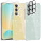 YIRSUR Hülle für Samsung Galaxy S24 FE, mit 2 Stück Hartglas Schutzfolie und 2 Stück Kameraschutz, Handyhülle Case Transparent Glitzer Slim Soft Silikon TPU Stoßfest Cover für Samsung Galaxy S24 FE
