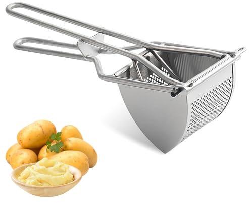 Presse Puree Manuel, Presse Purée Professionnel en Acier Inoxydable, Pressoir a Fruit, Écrase-Purée Multifonctionnel avec Poignée Ergonomique pour Pommes de Terre, Jus de Fruits, Purée de Légumes