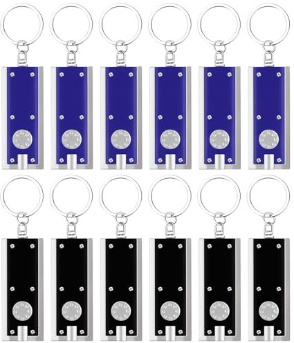 flintronic 12PCS Luz de Llavero LED Cuadrada, Linternas LED Llaveros para Niños, linterna LED Mini Cuadrada LED Llavero Luz, Luz Llavero LED Portátil Ligero para Senderismo(Azul+Negro)