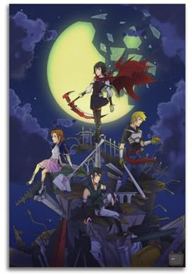 VBYTAXTWJ Rwby Anime-Poster, 6 Poster, dekoratives Gemälde, Leinwand, Wandposter und Kunstdruck, moderne Familienschlafzimmer-Dekoration, Poster, 50 x 75 cm