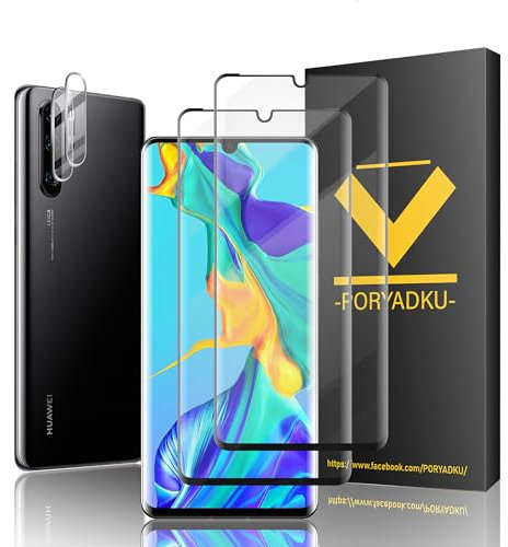 V-PORYADKU Für Huawei P30 Pro 5G Panzer Schutz Glas (6,47 Zoll), 2 Stück+Kamera Schutzfolie 2 Stück, 9H Härte, Fingerabdruck kompatibel, HD Anti-Kratzen