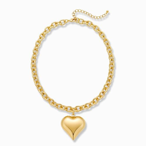 LILIE&WHITE Gold Herz Anhänger Halskette, Langlebig und Hypoallergen, Elegantes Schmuckstück für Damen, Geschenk für Besondere Anlässe