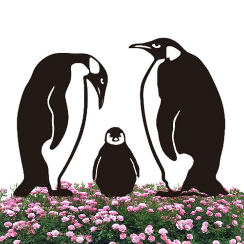 Outdoor Penguin Family Yard Decor, Black Metal Penguin Art Garden | Rasen im Freien Wohnkultur - Gartentöpfe, Pflanzer und Accessoires für Kinder, Familie, Freunde, Zuhause, Muttertag, Vatertag