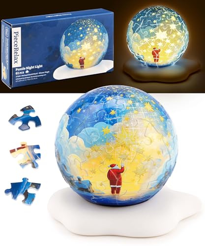 PieceRelax 3D Puzzle Nachtlicht – Michael David Ward - Winter Magic | 61 Teile | USB-C Wiederaufladbar | Leuchtendes Deko-Geschenk für Erwachsene & Weihnachten [J1160]