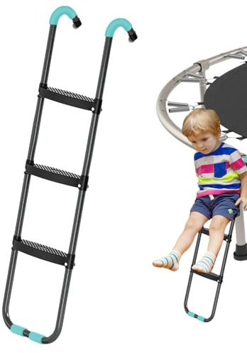 Escalera de trampolín, modelo de 2 pasos/3 pasos no deslizante, barra de soporte robusta, superficie estructurada, diseño estable | para trampolines redondos o rectangulares, seguridad infantil,