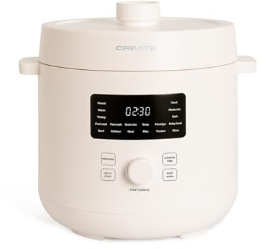 CREATE/PRESSURE COOKER STUDIO/Pentola a pressione elettrica multifunzione programmabile 6L bianco sporco / 15 funzioni, timer 24h, rivestimento ceramico antiaderente, valvola di sicurezza, 1200W