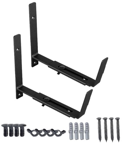 Soportes De La Caja De Flores - Soporte De La Caja De Flores Para Barandas | Soportadores Ajustables A Prueba De Óxido Para La Cubierta | Balcón, Valla O Patio | Brackets De Plantas De Metal Al Aire L