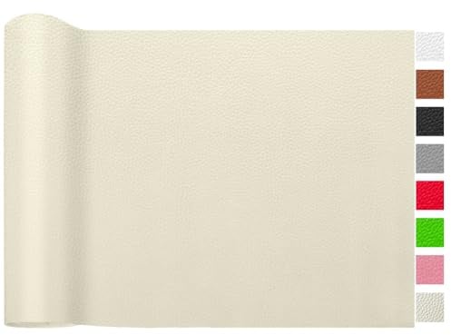 LOMUG Kunstleder Meterware Beige 300x140 cm Gekörnt Wasserdicht Kunstleder Gekörnt Lederimitat Texturiert Lederstoff Leder Risse Reparieren Leder Patch PU Lederreparaturband für Autositze Sofa Möbel